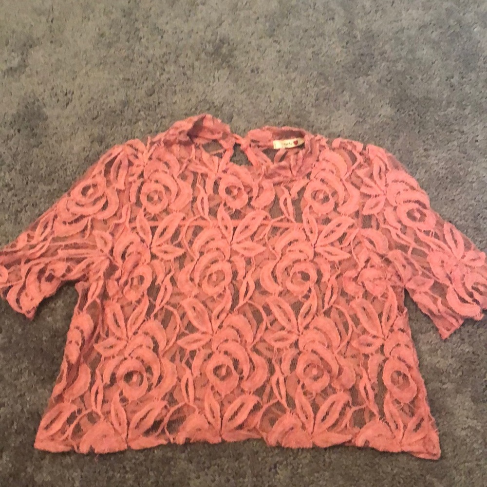 Embroidered mesh top